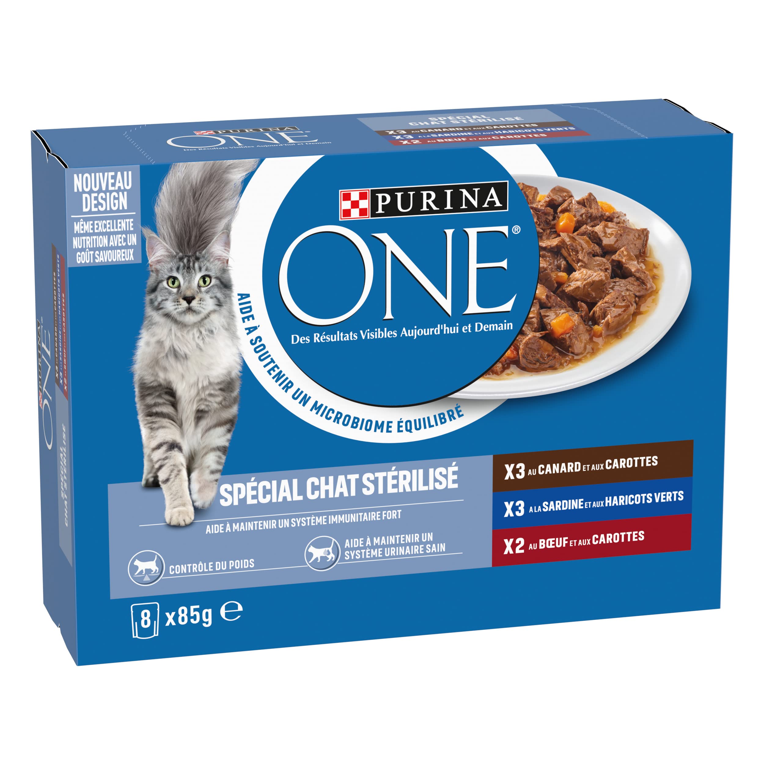 PURINA ONE STERYLIZOWANY KOT OPAKOWANY Sos Sardynka Kaczka Wołowina 8X85g
