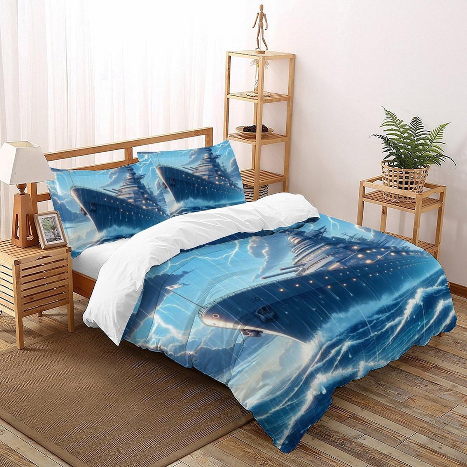 Housse de couette 3D porte-avions de qualité supérieure lit double 200x200cm finitions zippées soignées