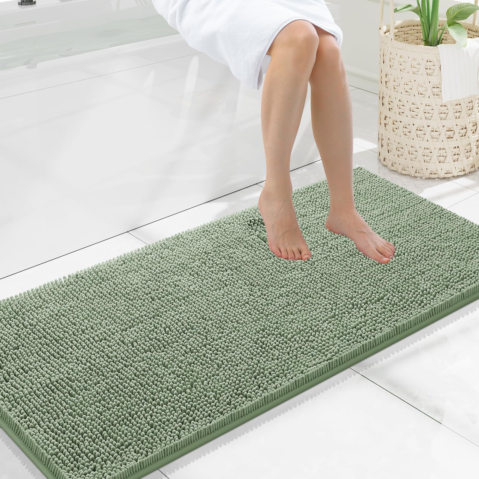 Smiry Bathroom Rugs 47X20, Luxury Chenille Extra Soft Absorbent Bath Mat
