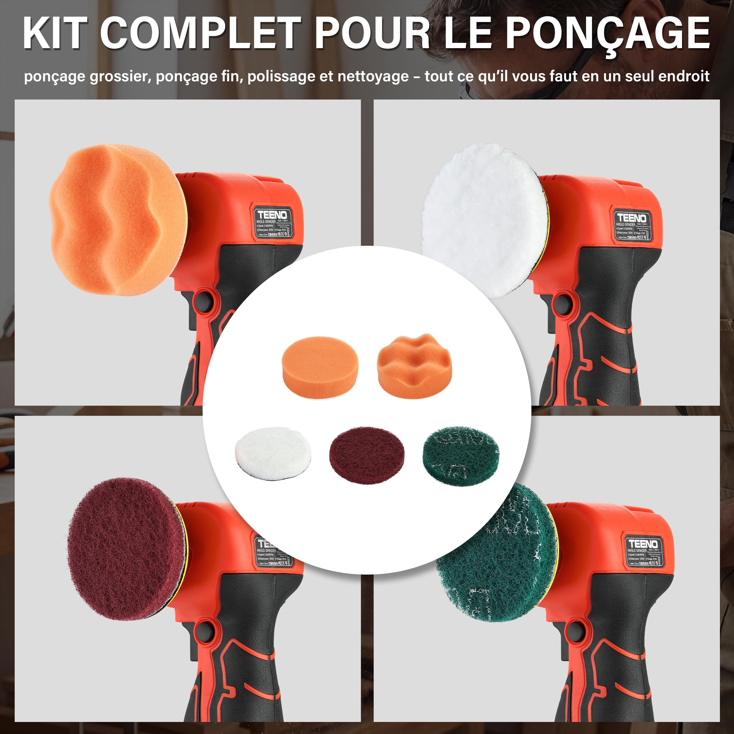 Ponceuse Polisseuse sans Fil 16,8 V, Mini Orbitale 76 mm avec Batteries