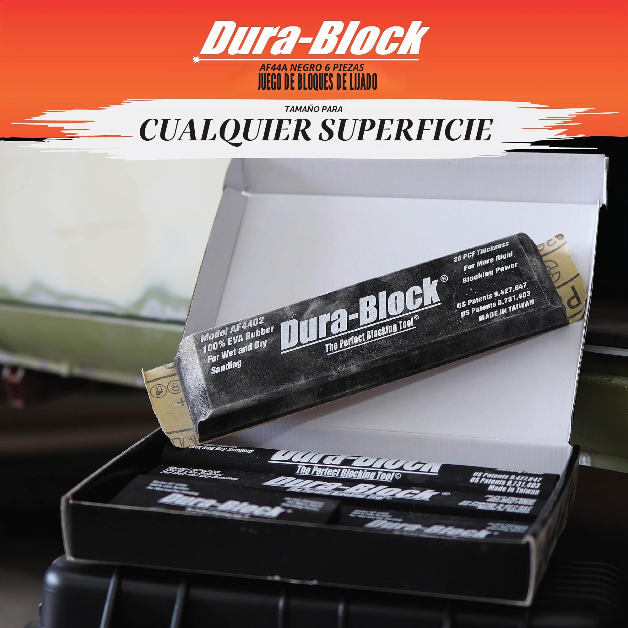 Dura-Block, Juego de 6 bloques de lijado de espuma EVA flexible en húmedo o seco para carrocería automotriz