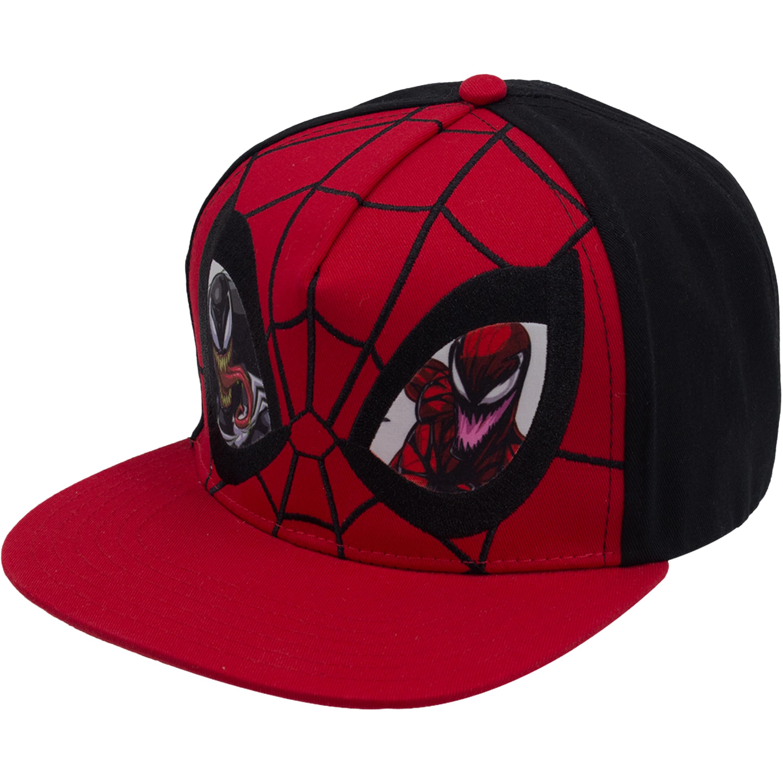 Concept One Unisex Multi Marvel Spider-Man Baseball Cap, Venom And Carnage Cotton Adjustable Adult Snapback Hat With Flat Brim, Red, One Size, One Size