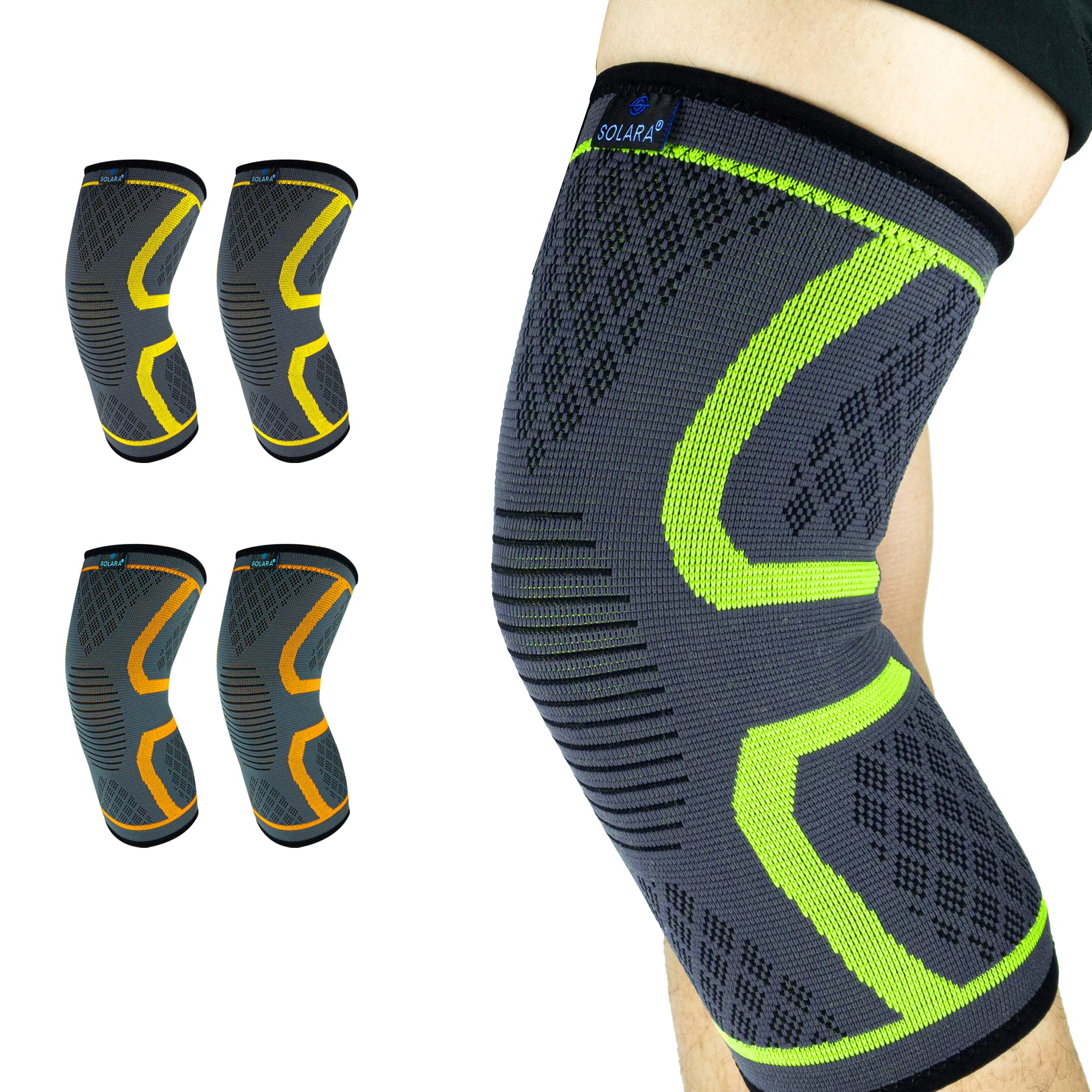 SOLARA Knee Caps for Women & Men, knee Brace for Gym, Sports, Running, Cycling | Knee Compression band for Pain Relief, Knee Support | Knee Support Brace for Men & Women Green - Medium (B09X6R23L1) Amazon Price History, Amazon Price Tracker