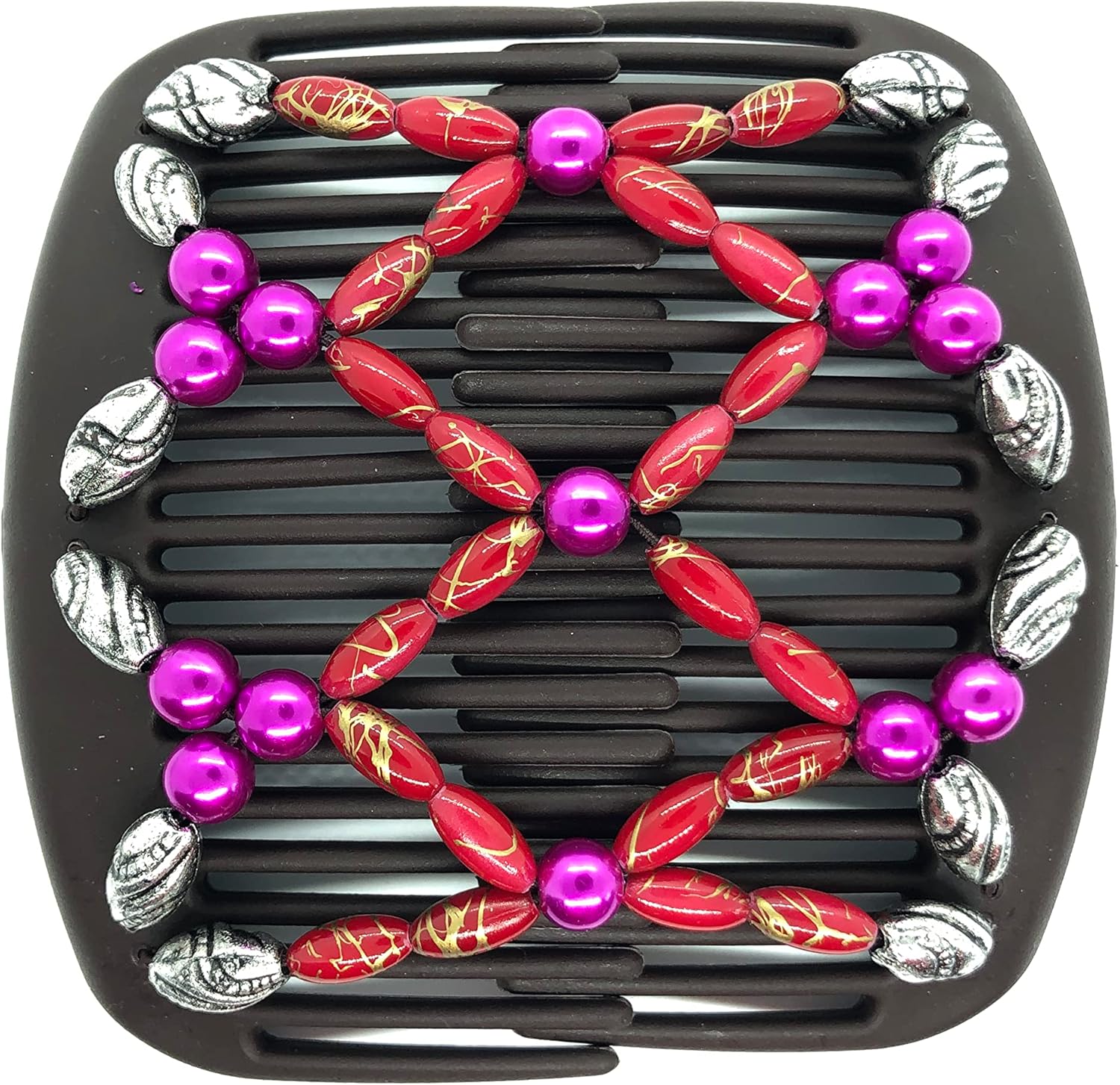 African Butterfly Hair Clip with Brown Interlocking Combs to Hold Hair