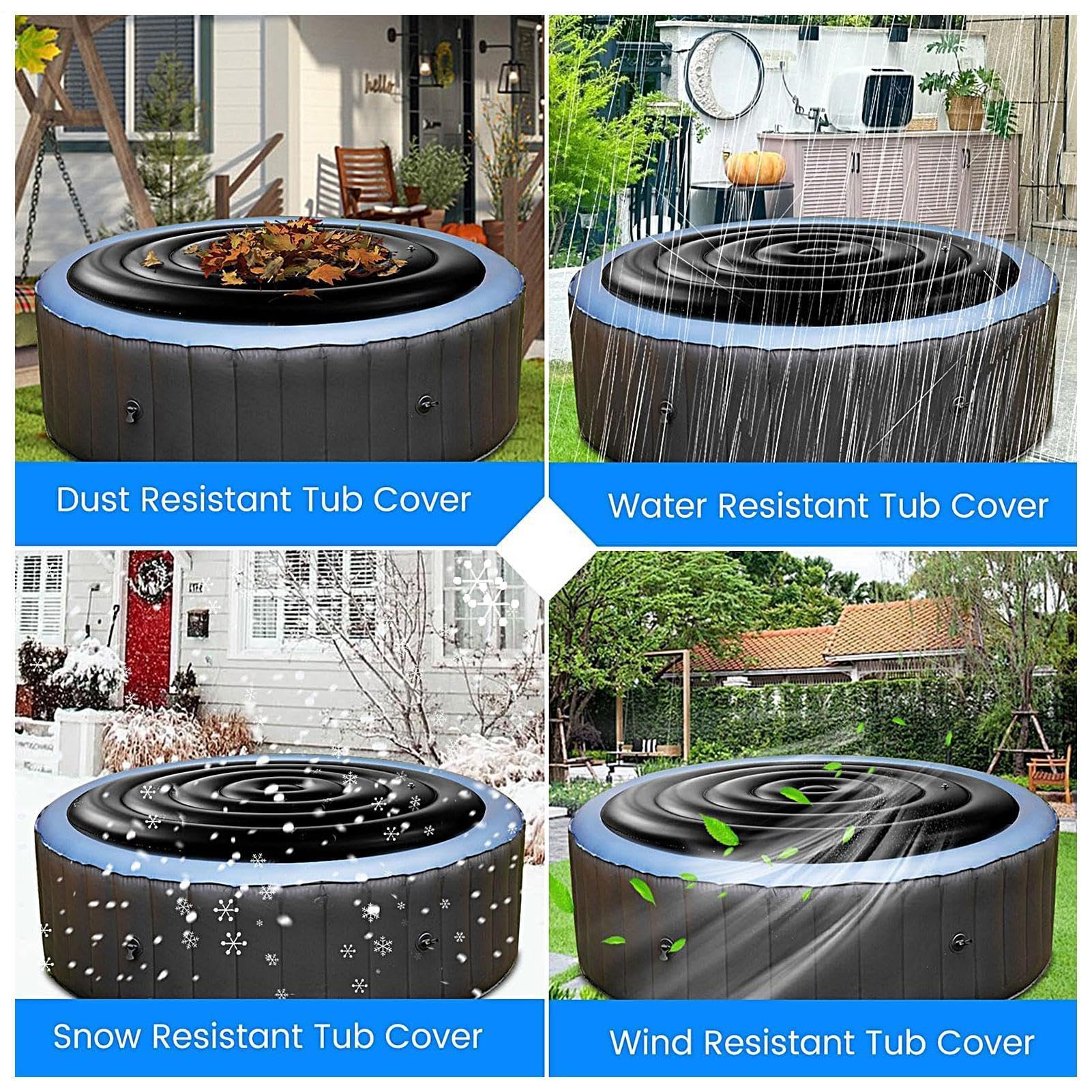 Protezione gonfiabile rotonda per vasca idromassaggio | Copertura per vasca idromassaggio per interni ed esterni, campeggio, bagno, cortile, patio, giardino, appartamento