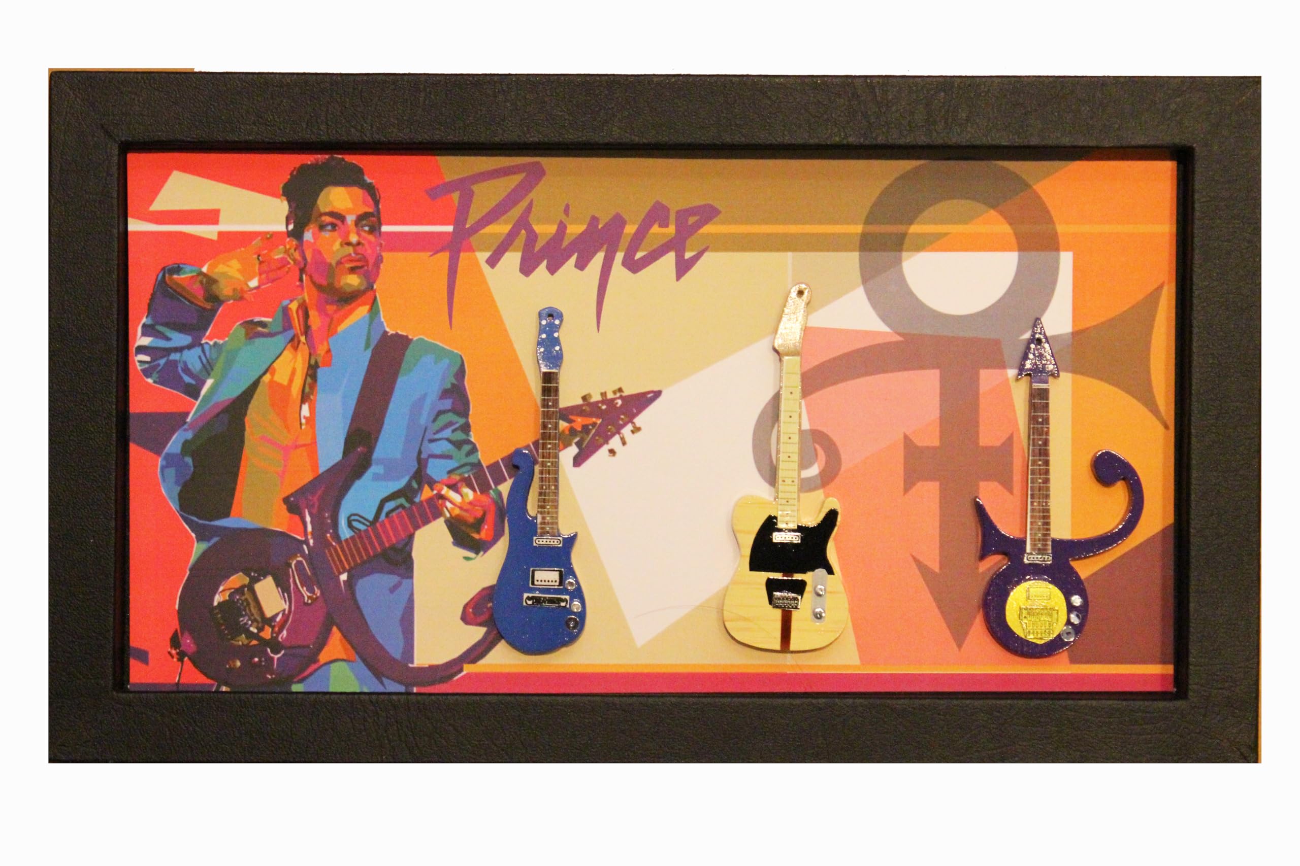 Rock Guitar Miniatures Black Rgm99035 Prince Miniature Guitar Collection In Shadowbox Frame