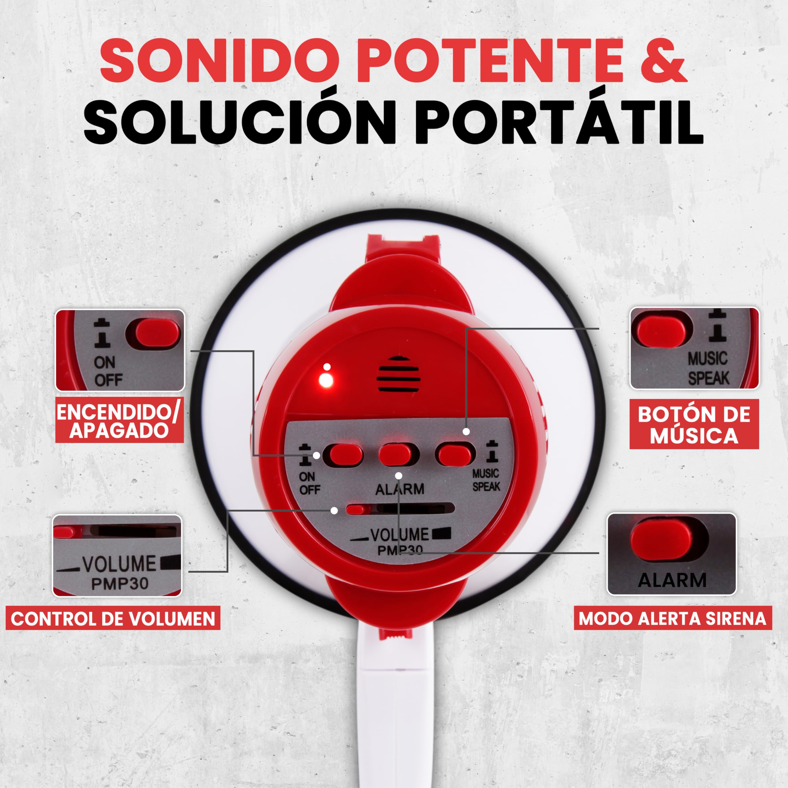 Pyle Megafono Portatil Altavoz Sirena 30V Microfono Sonido PA Mango Plegable