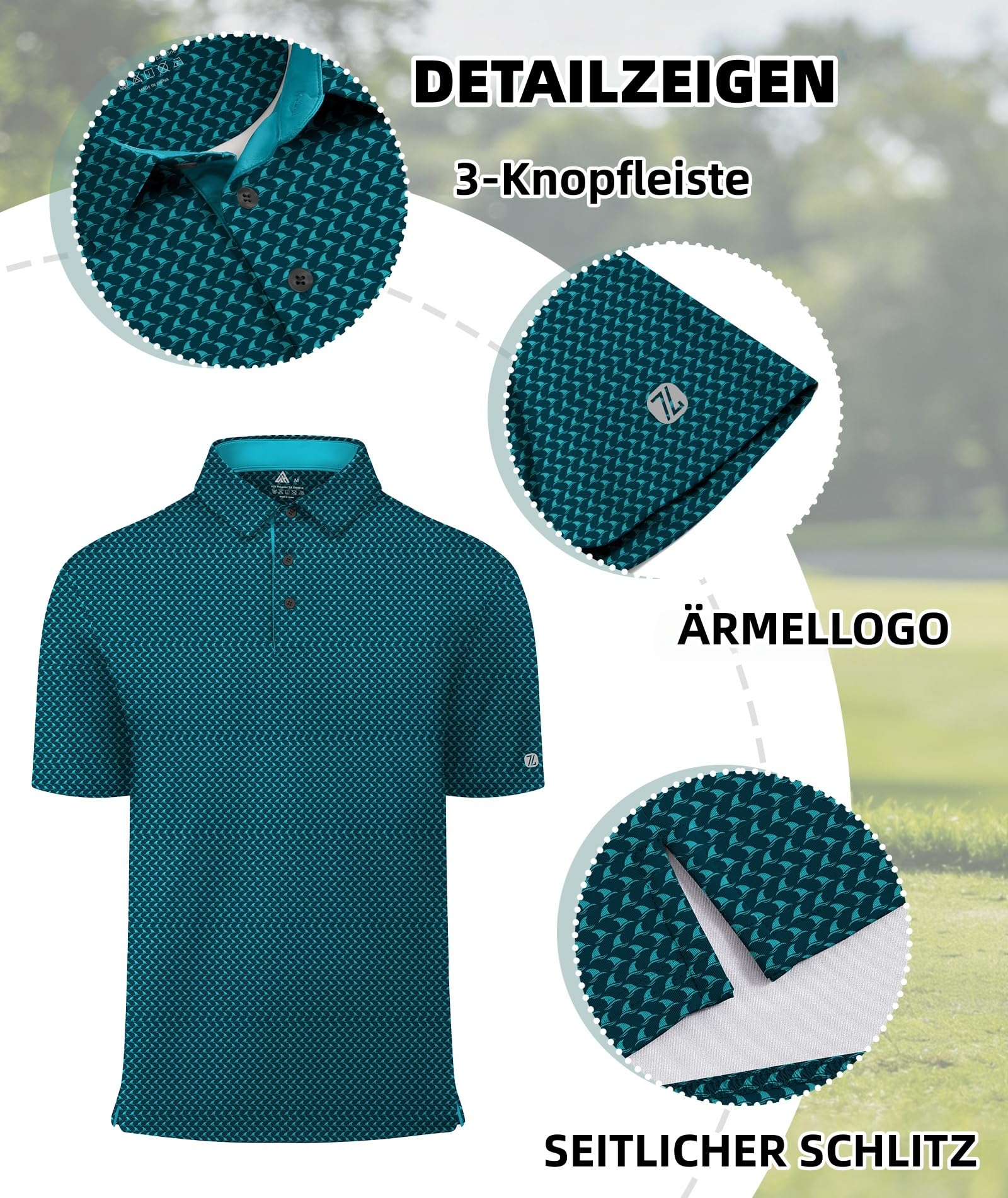 SwissWell Poloshirt Herren Kurzarm Golf Polo Shirt UPF50+ Atmungsaktiv Druck Polohemd Männer Schnelltrocknend Tennis Sommer Freizeit T-Shirt