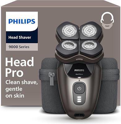 Philips Head Shaver Pro 9000 Series – Rasoir pour la tête d’hommes et femmes, tête flexible 360°, lames ComfortCut, rasage efficace tout en douceur pour la peau, idéal en cadeau, modèle HS9980/15