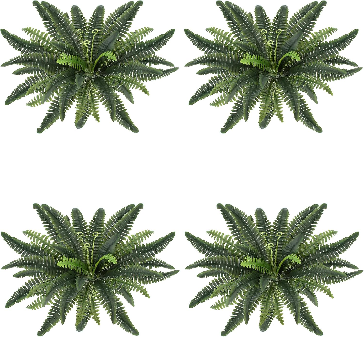 Coreland 32" Artificial Boston Ferns for Outdoors, Set of 4 Large Realistic Fake Fern Plants UV Resistant Bush Plants Faux Hanging Fern with 18 Branches for Porch Planter Patio Garden Home Decor