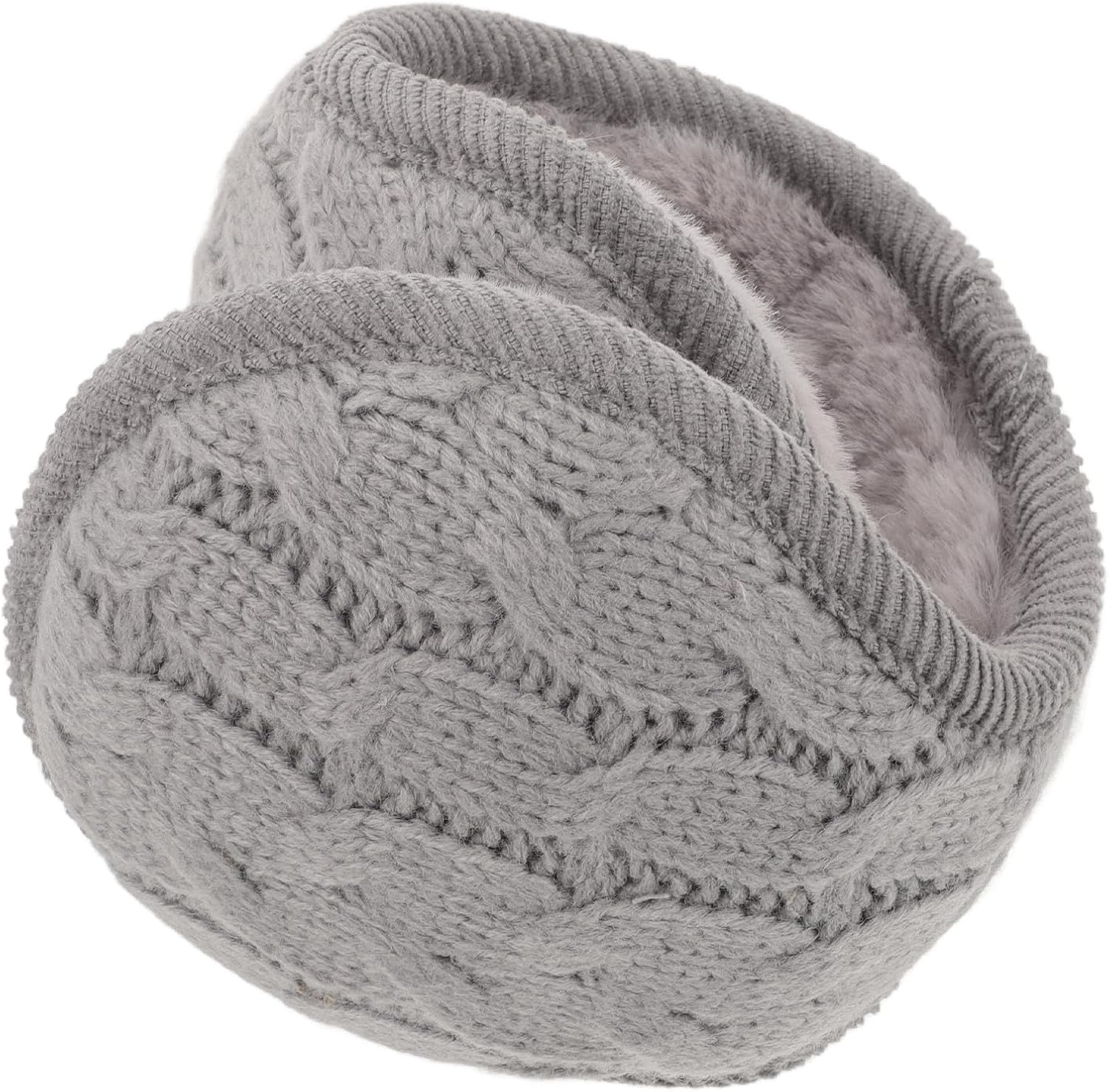 HOMSFOU Foldable Winter Ear Warmer Knitted Earmuff Thick Fleece Lining Warm Ear Covers for Women Men Outdoor Cold Weather