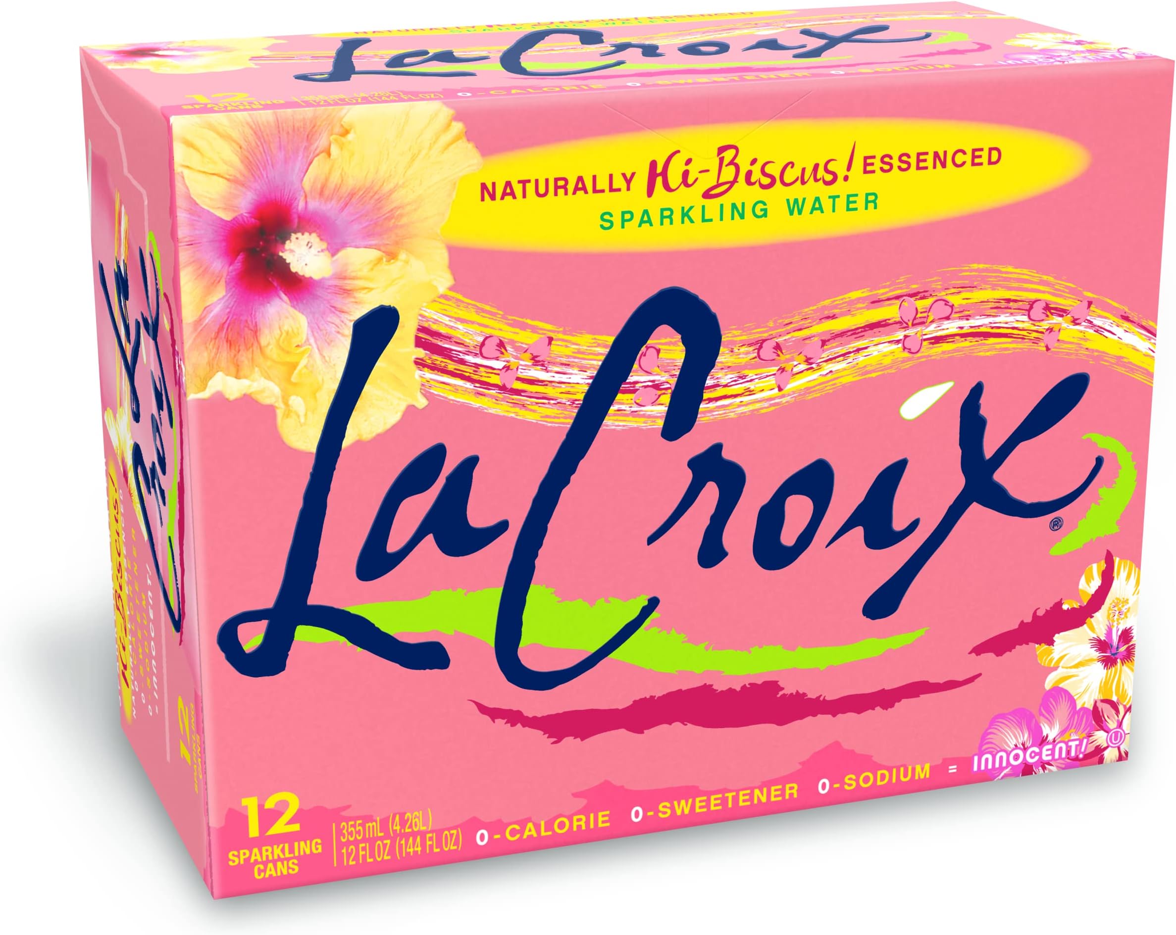 La Croix Hi-Biscus! essenced sparkling water, 12-fluid ounce cans, 12-cans in box