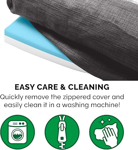 Miniatura 8 de Furhaven - Cama para mascotas de espuma de gel refrescante para perros y gatos, cama tipo sofá de piel sintética y lino de rendimiento duradero, con