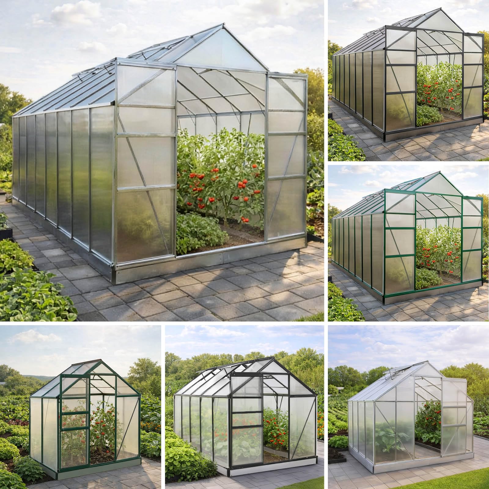 BRAST Gewächshaus Aluminium mit Fundament | 42 Modelle | 130x190x195cm - 490x250x235cm | TÜV geprüft | 6mm Hohlkammerplatten | rostfrei wetterfest temperaturbeständig | 490x250x235cm Silber