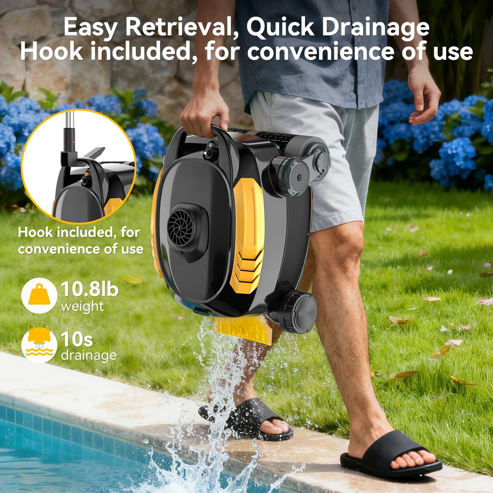 Robot nettoyeur de piscine sans fil, escalade murale, durée de vie de la batterie prolongée, grande capacité de 0,8 m³, double moteur avancé, aspirateur de piscine automatique X3 pour piscines