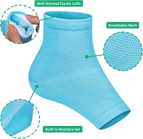 Miniatura 2 de Ohtomber 5 pares de calcetines de reparación de tratamiento de talón agrietado - Ohtomber 5 pares de gel de silicona para el cuidado de los pies,