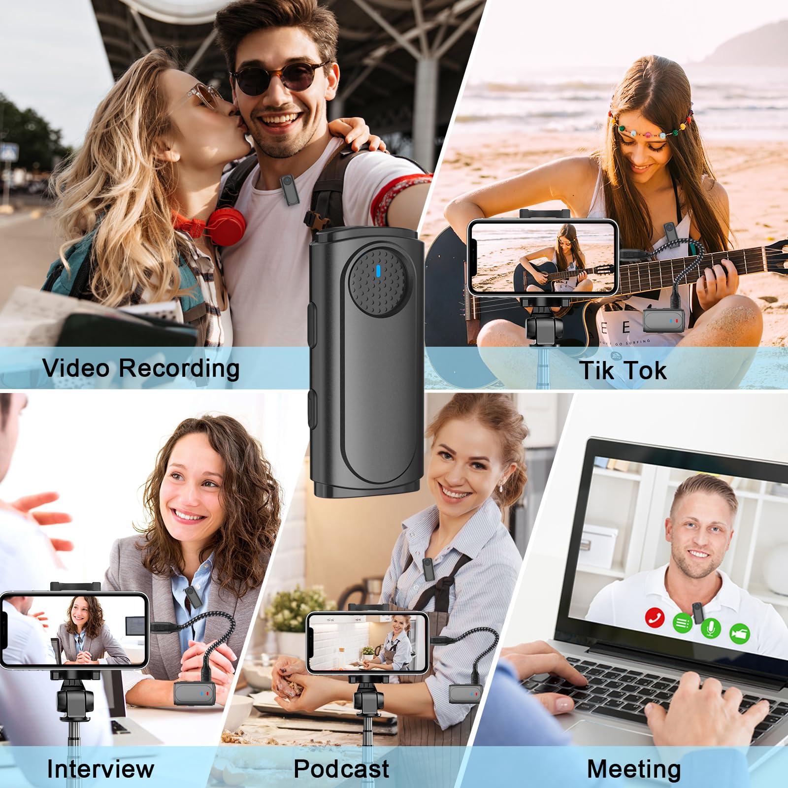 Micrófono Lavalier inalámbrico para iPhone, iPad, cámara Android, mini micrófono para iPhone con funda de carga y reducción de ruido, micrófonos inalámbricos para entrevista, podcast, vlogging