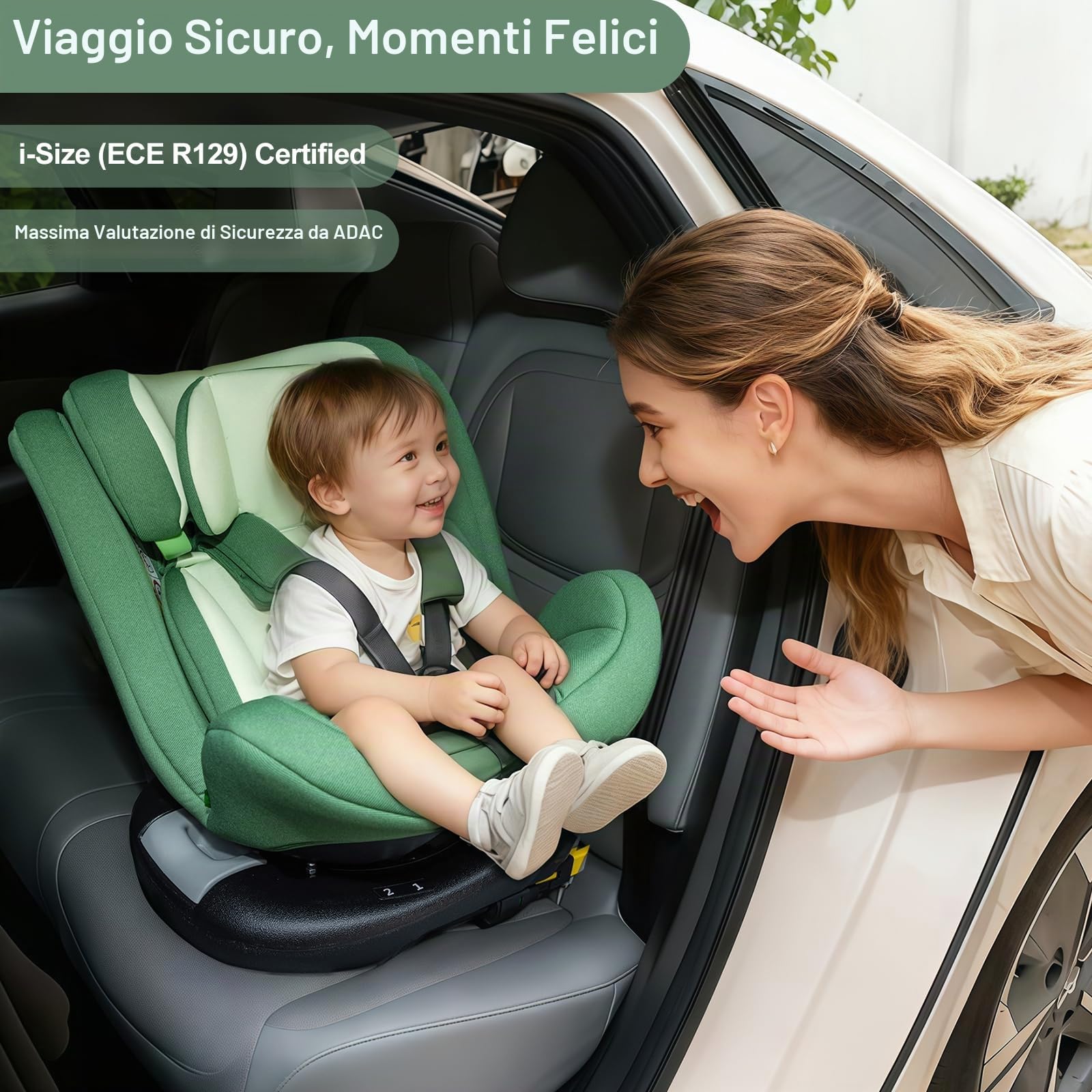 Zkipm Seggiolino auto 0 A 12 Annim, 360° Girevole Seggiolino, ISOFIX + LATCH,Fodera rimovibile e lavabile/Cinture di Sicurezza a 5 Punti/Regolazione Altezza Poggiatesta a 12 Posizioni (0-36 kg)