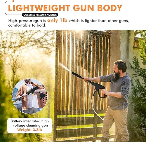 Miniatura 2 de Lavadora a presión inalámbrica de 21 V 350 W Lavadora de limpieza portátil de automóvil Lavadora a presión eléctrica compacta con batería 20000mAh