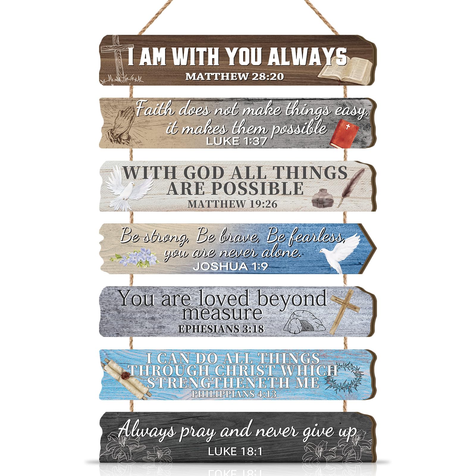 KAIRNE Bible Verse Wall Art Inspirational Quotes Wooden Sign I Am With You Always Decor Farmhouse Bible Plaque Christian Accessories for Home,Kitchen,Office Decor — image 1