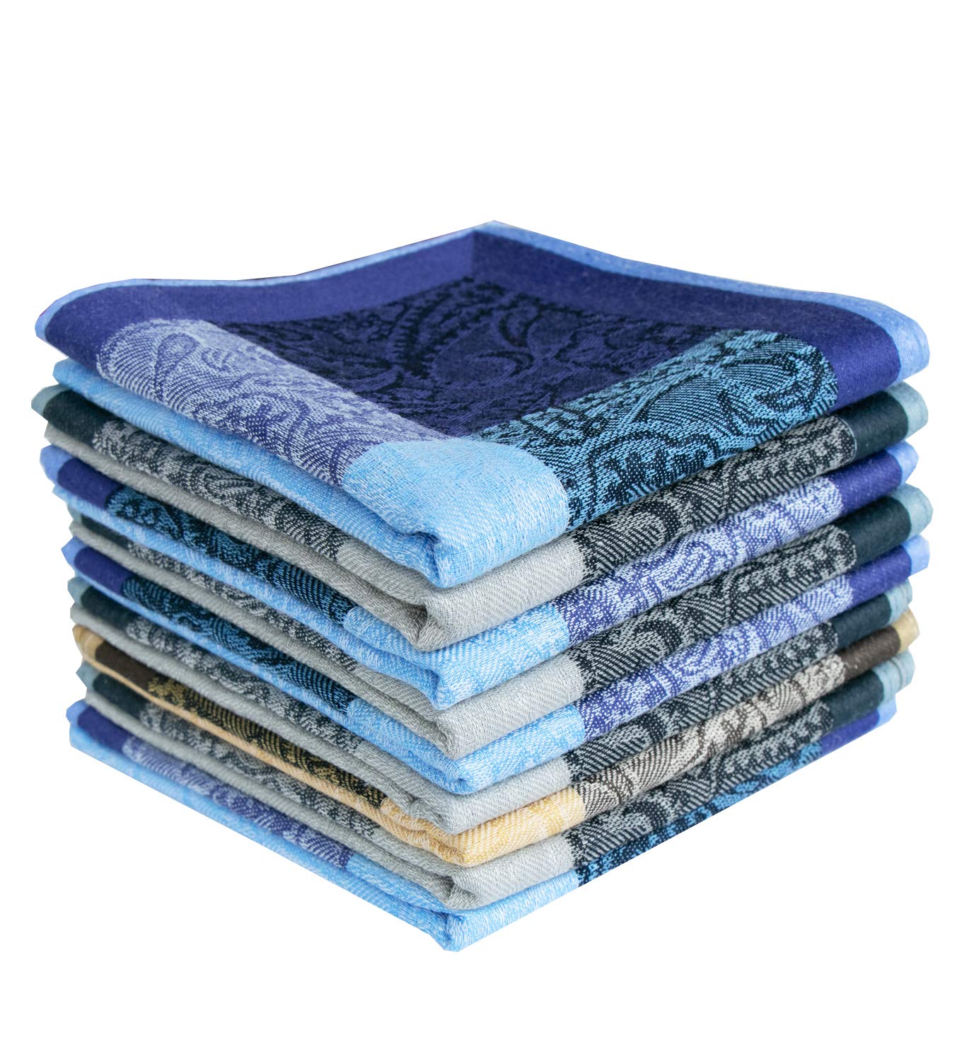 Bonjourmrsmr Men's Assorted 100% Cotton Handkerchiefs Fashion Paisley Hankies, 3 Pieces