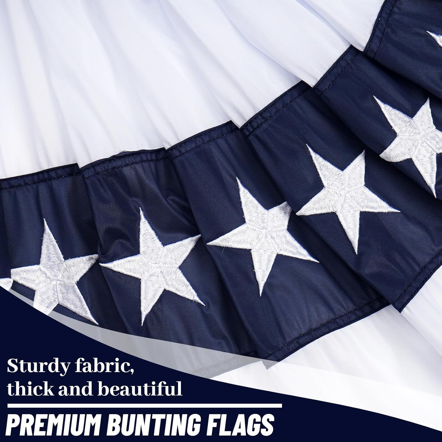FLAGWIN Bunting Flags for Outside 2x4 FT, Embroidered American Flag Bunting, Patriotic Bunting Outdoor, 4th of July Decorations Bunting - Image 5