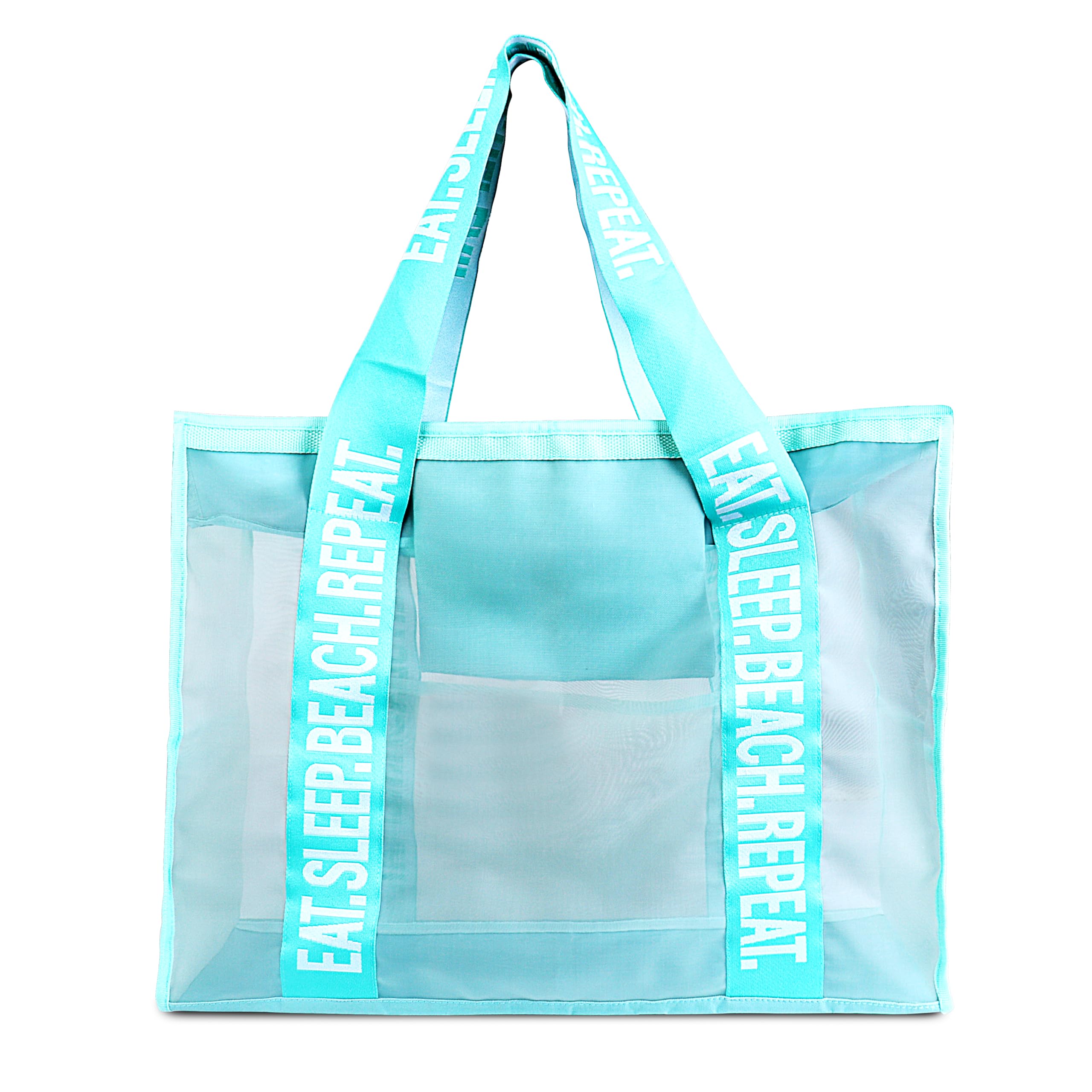 Primo Lines 31L Extra Large Teal Beach Bags 23 x 17 x 8 Mesh Beach Bag with Zipper, Large Beach Bag for Women - 2024 XL Mesh Tote Bag for Family Trip
