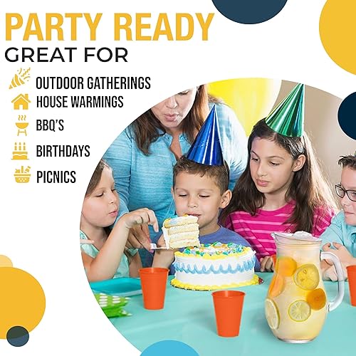 Miniatura 5 de Exquisitos vasos Party Solids de plástico naranja de 12 onzas para suministros de fiesta, paquete de 50 vasos desechables de plástico color naranja,