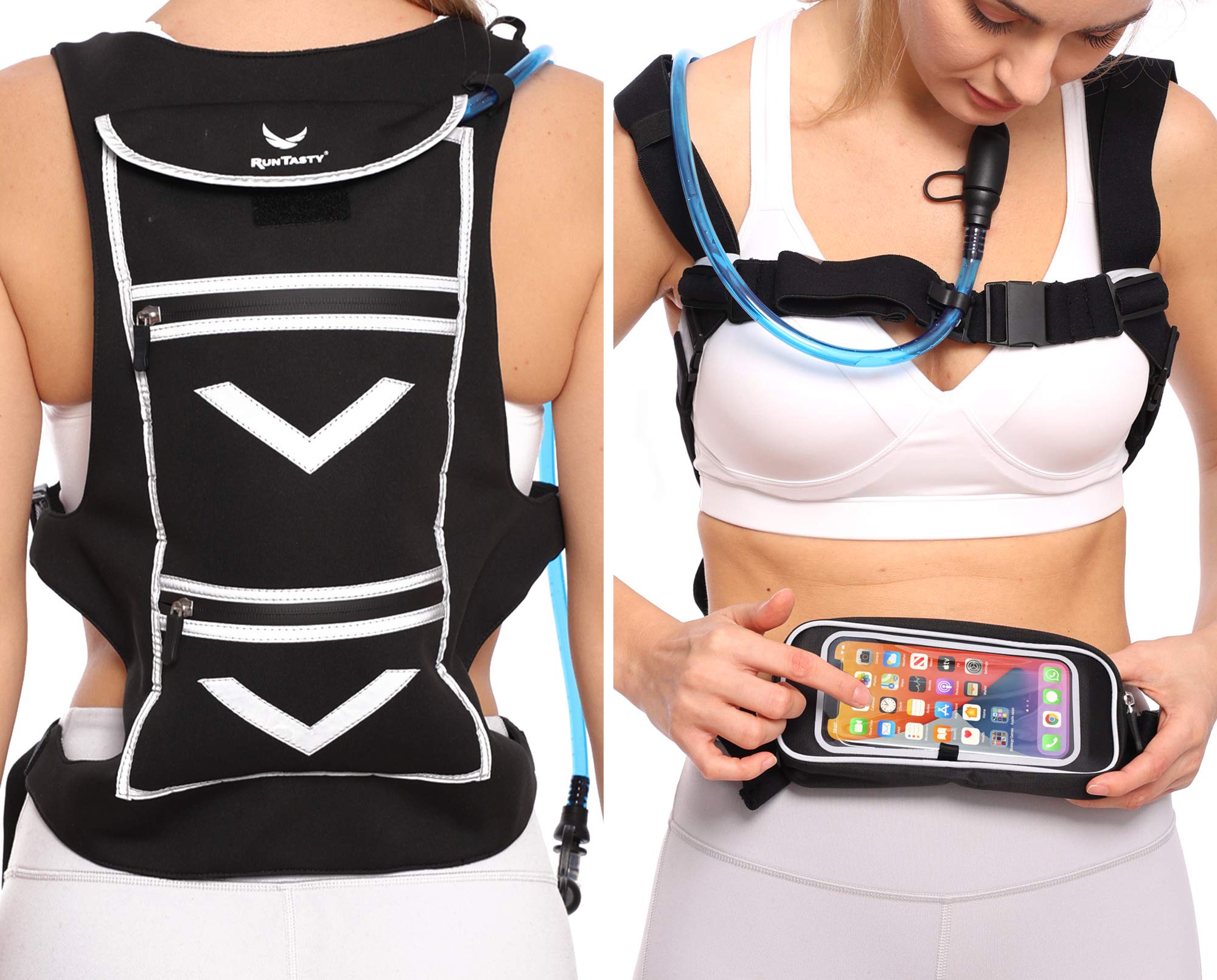 New Running Hydration Backpack Vest - w/50 oz Water Bladder Reservoir & Touchscreen Ready Phone Pocket - 360° Reflective & Water Resistant - Ideal for Hiking, Climbing, Cycling, Raves!