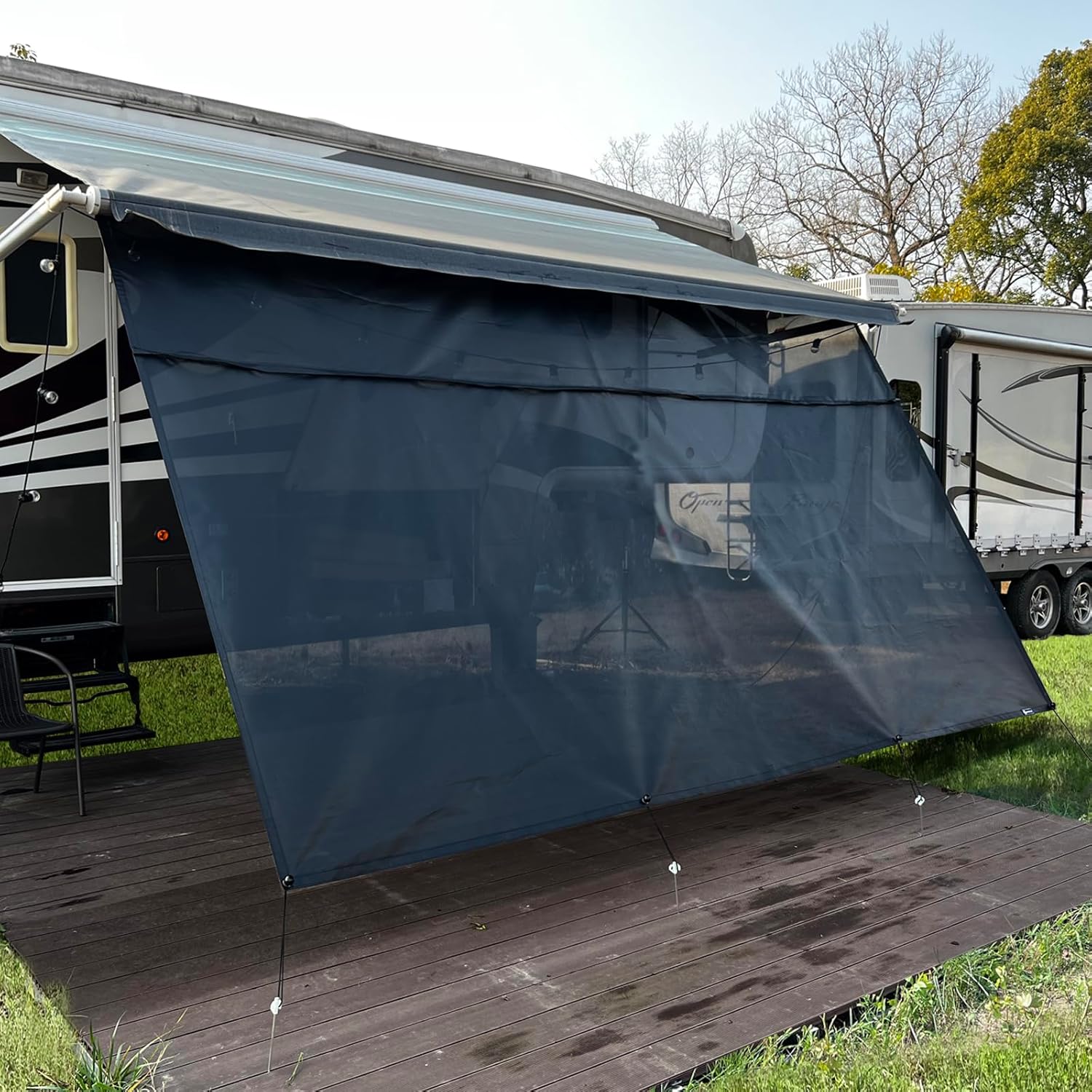 SHADEPLUS RV Awning Shade Screen with Zipper 8'x9'3'',Black Mesh RV