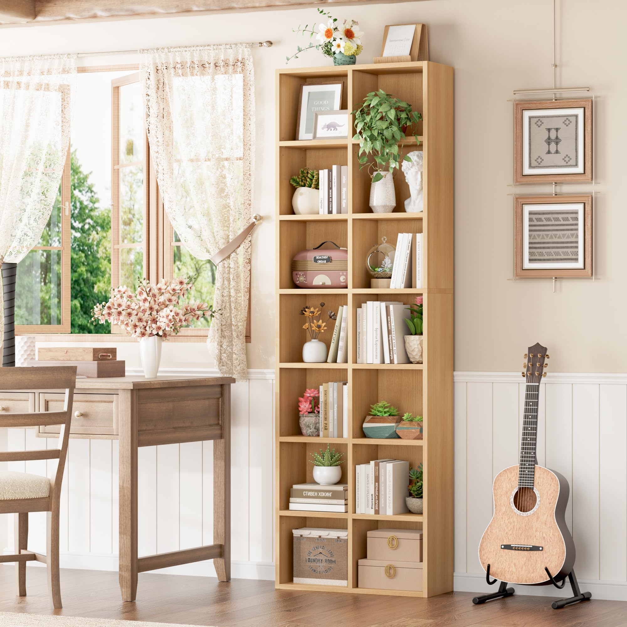 Amazon.com: FOTOSOK 71'' Tall Bookshelf with 14 Cubes, 7 Tier