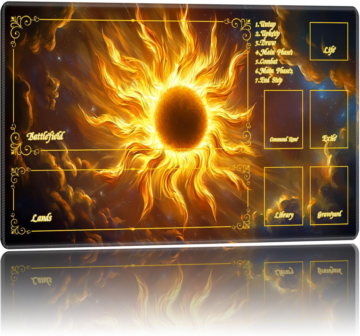 for MTG Playmat with Zones 24"x14" - Non-Slip Rubber Base,Stitched Edge,Storage Bag,for TCG Card Game Playmat,Magic Mat,Mouse Pad,for Magic The Gathering,Board Game,Sun Sky