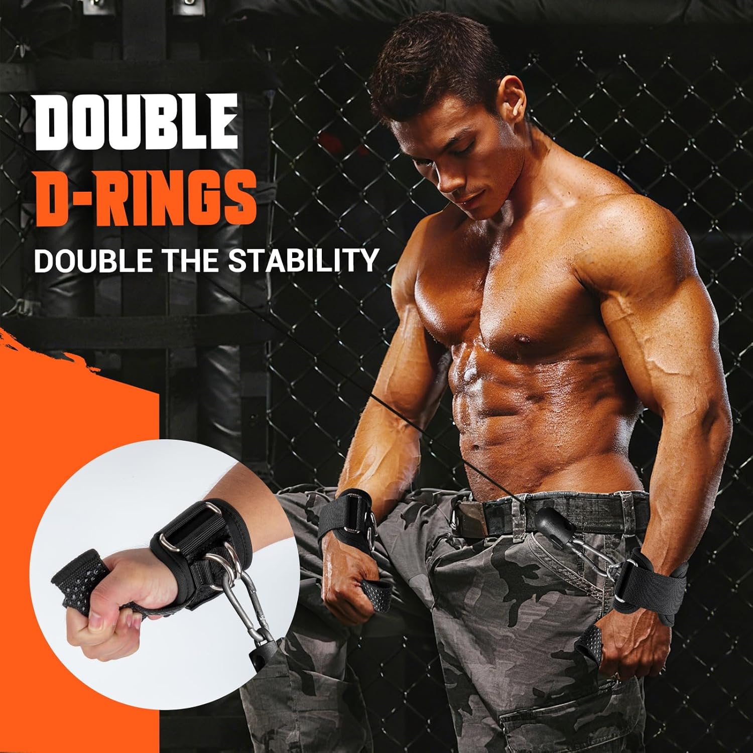 Weight Lifting Straps with D Rings, 2 In 1 Heavy Duty Gym Wrist Straps for Men, 8mm Neoprene Padded Non-Slip Lifting Wrist Straps for Weightlifting, Deadlifting, Cable Machine Workouts & Pull-Ups - Image 3