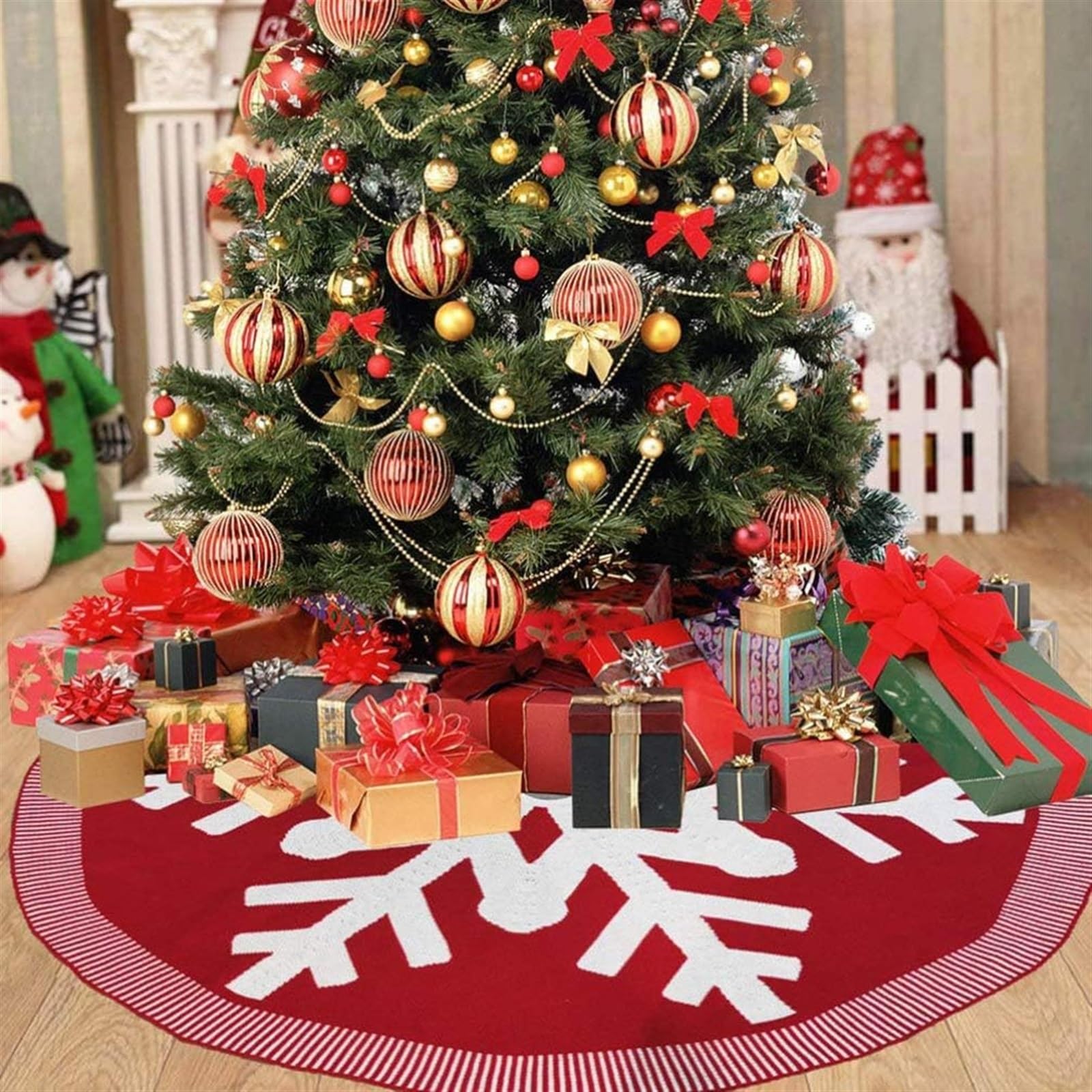 Weihnachtsbaumrock Vintage Weihnachtsbaum Rock Runde Baum Matte Stricken Für Party Home Weihnachtsdekorationen Weihnachtsbaum Teppich