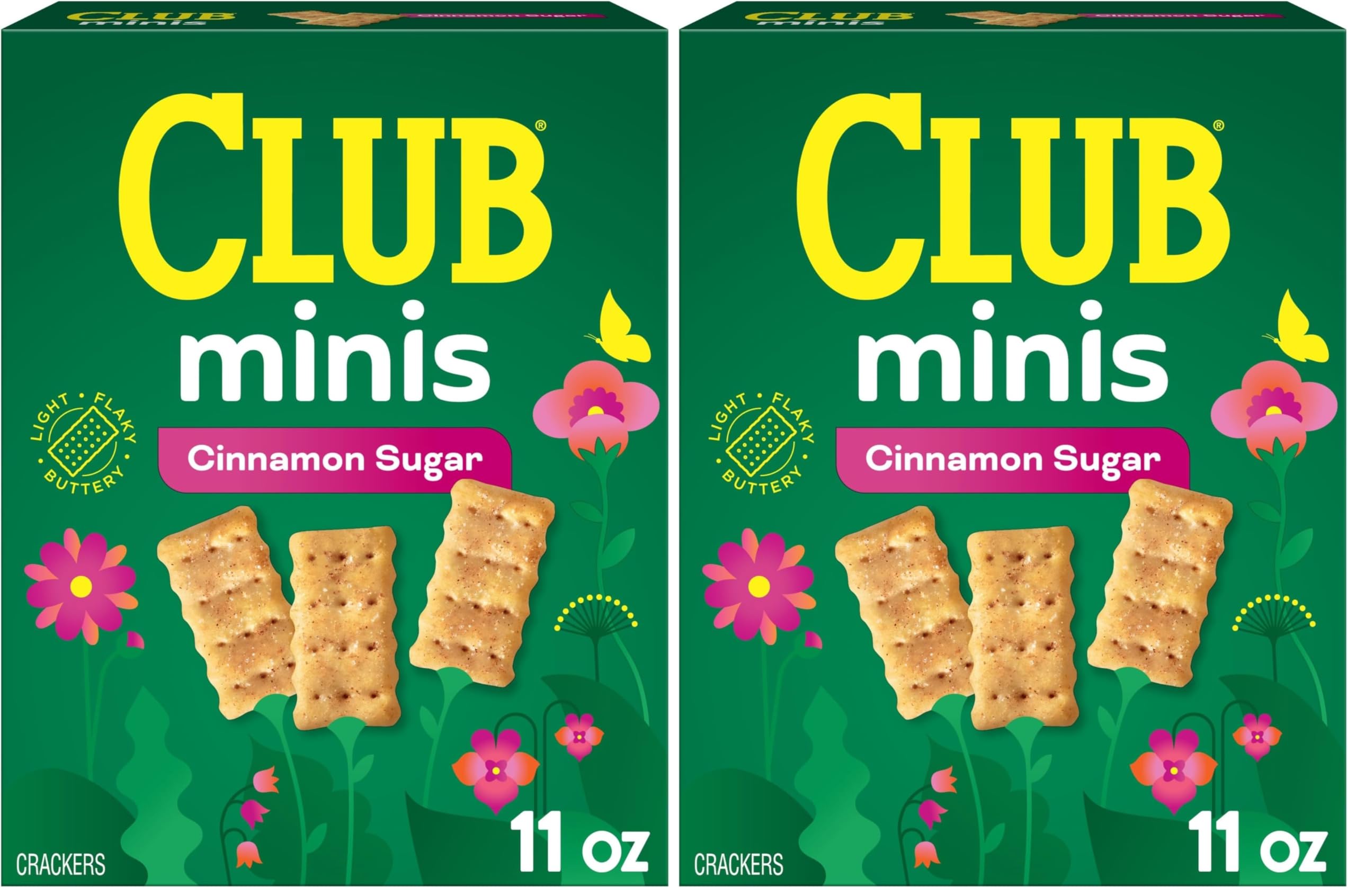 Club Minis Crackers, Spring Snacks, Snack Crackers, Limited Edition, Cinnamon Sugar, 11oz Box (1 Box) (Pack of 2)