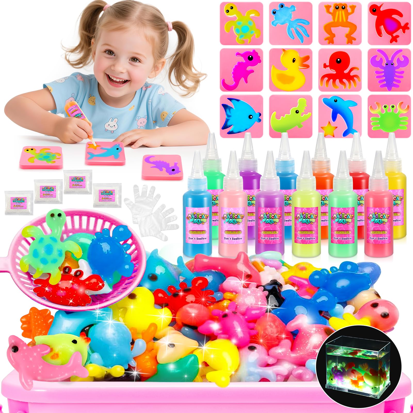 Giochi Bambina 4 5 6 7 8 9 10 Anni, Kit Gel Acqua Bambini Regalo Bambina 5 6 7 8 9 10 Anni Lavoretti Creativi per Bambino Colori per Bambini Compleanno Regali Bambino Magic Jelly Set Regali Natale