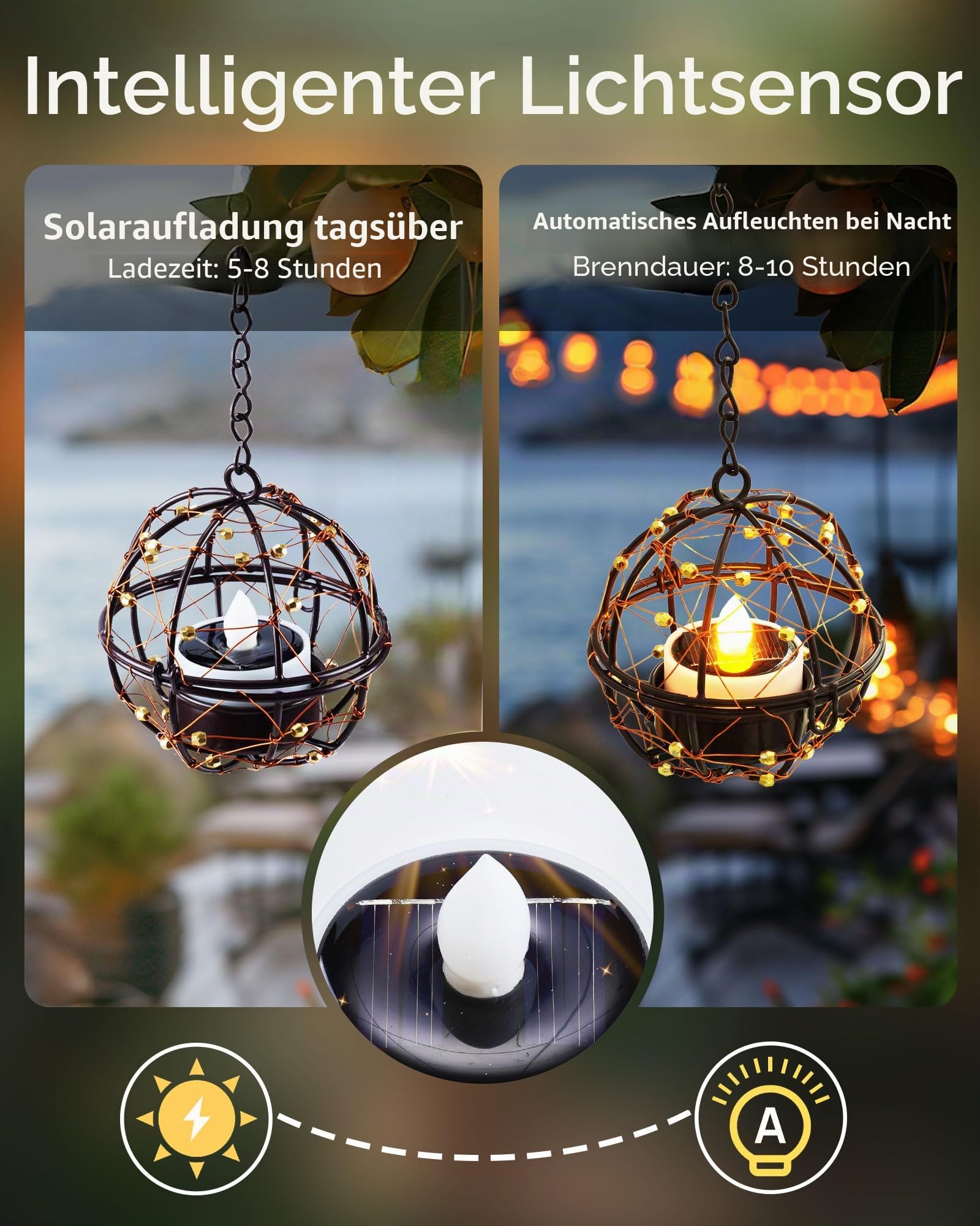 Homemory Solar Teelichter, wasserdichte LED Teelichter für Außenbereich mit Dämmerungssensor (Auto Ein/Aus), Wiederaufladbar Teelichter für Outdoor Laterne, Garten, Camping, 8 Stück