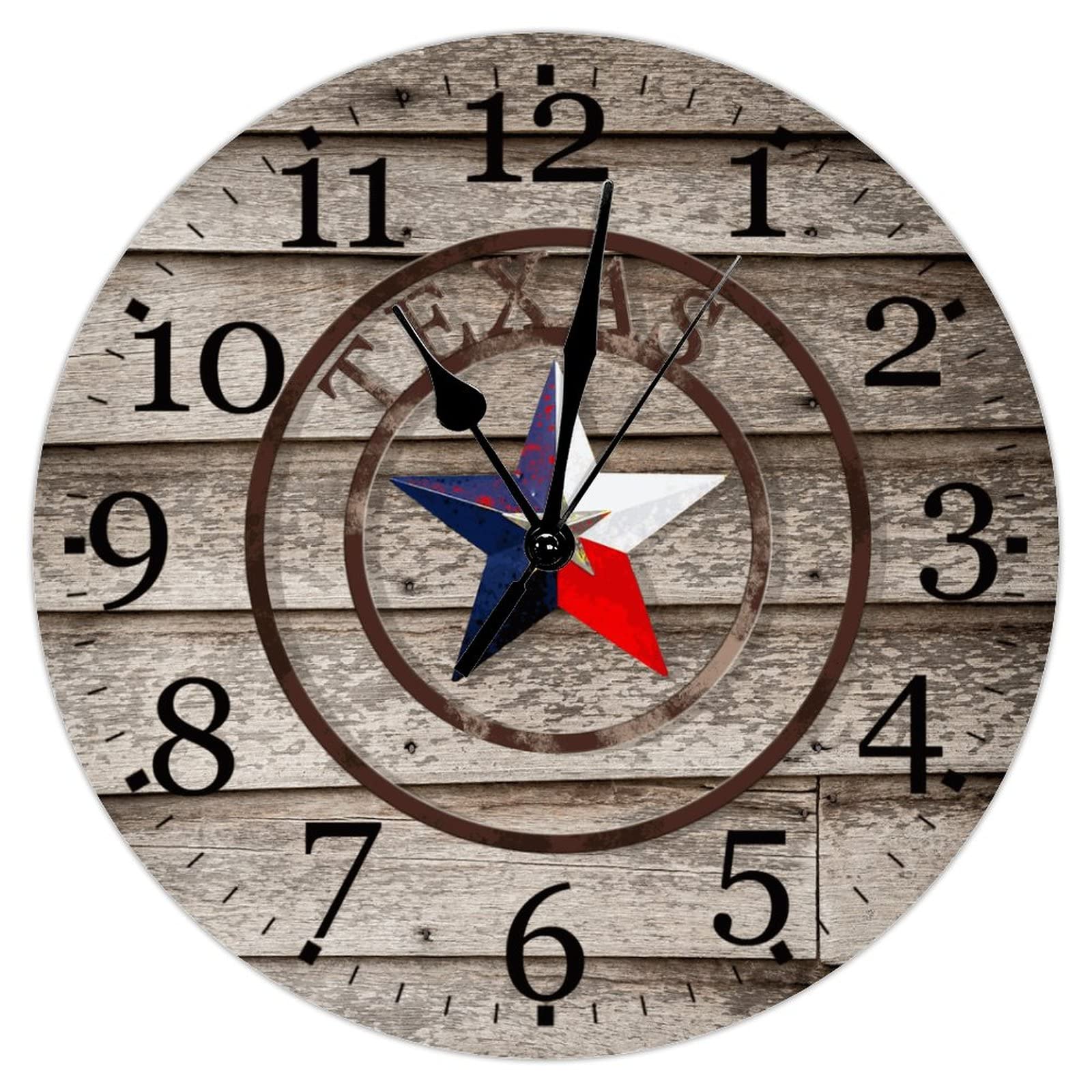 Horloge murale silencieuse sans tic-tac vintage Texas de 38 cm anti-bruit
