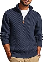 PJ PAUL JONES Men's Slim Fit Quarter Zip Pullover Sweater - Casual Knit Texture Warm Knit for Fall Winter