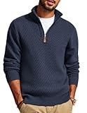 Mens Quarter Zip Pullover Sweaters Casual Slim Fit Knit Texture Sweater