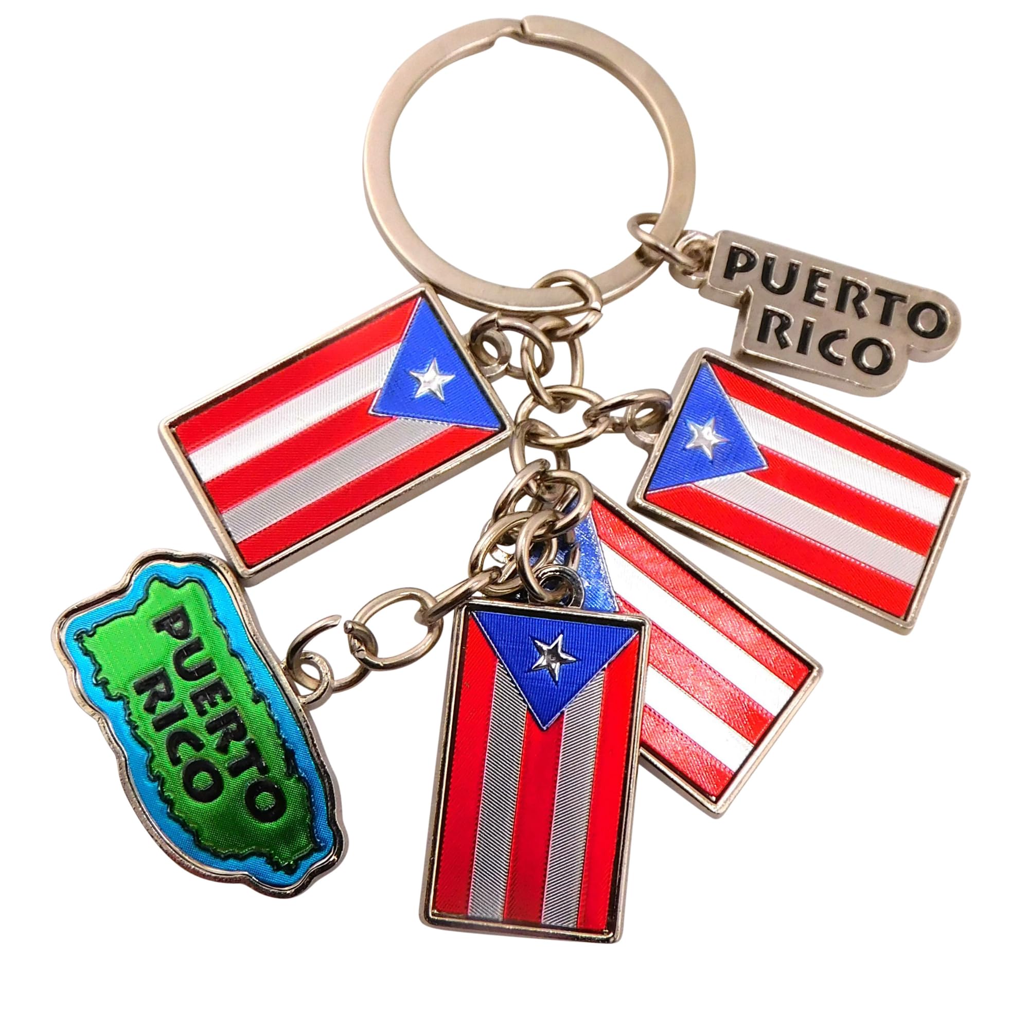 Westmon WorksPuerto Rico Keychain with Metal Boricua Flag and Island Charms