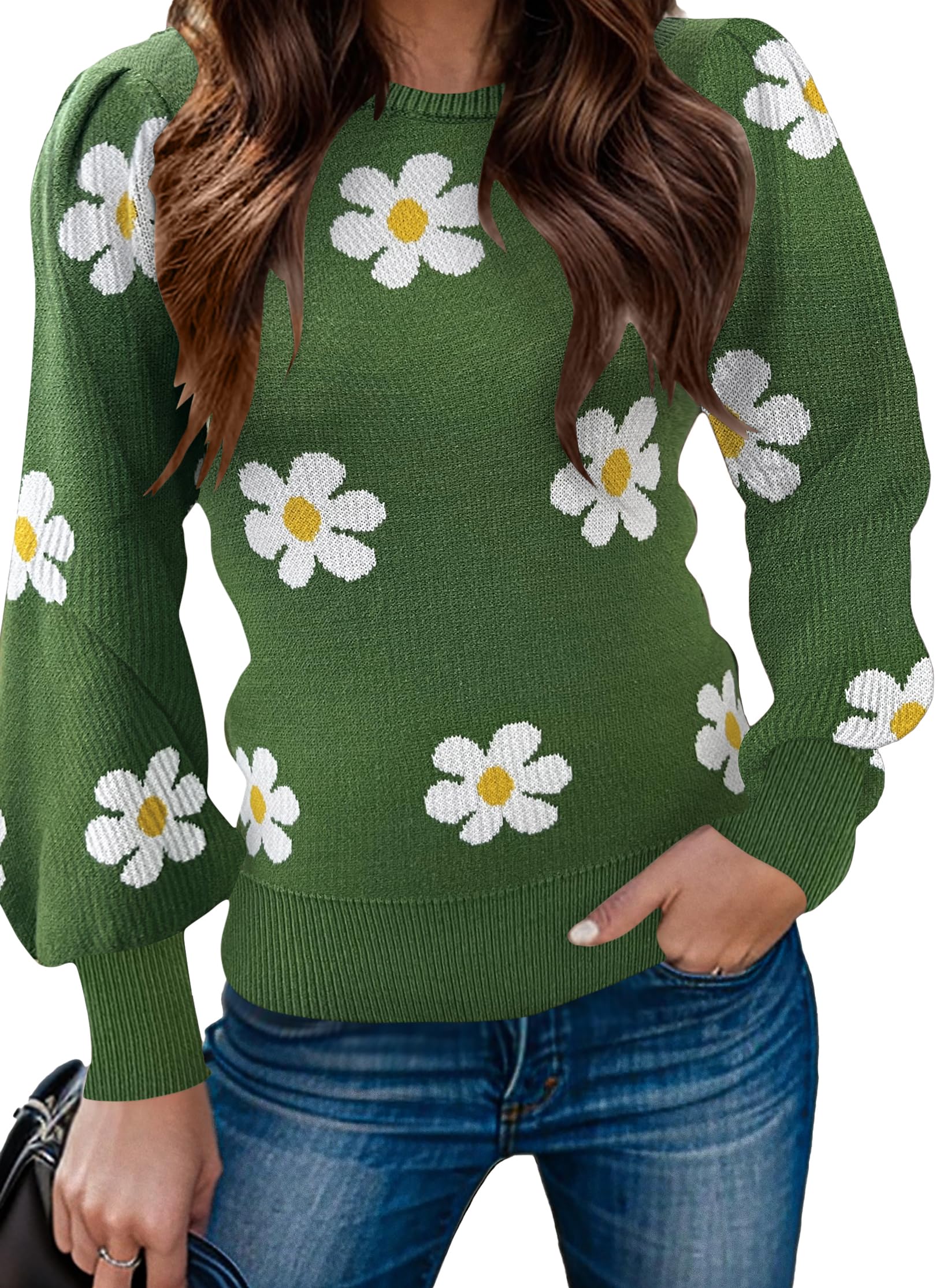 Zeagoo Womens Sweaters Fall 2026 Dressy Casual Long Sleeve Shirts Ribbed Knit Winter Outfits Puff Pullover Jumper Tops