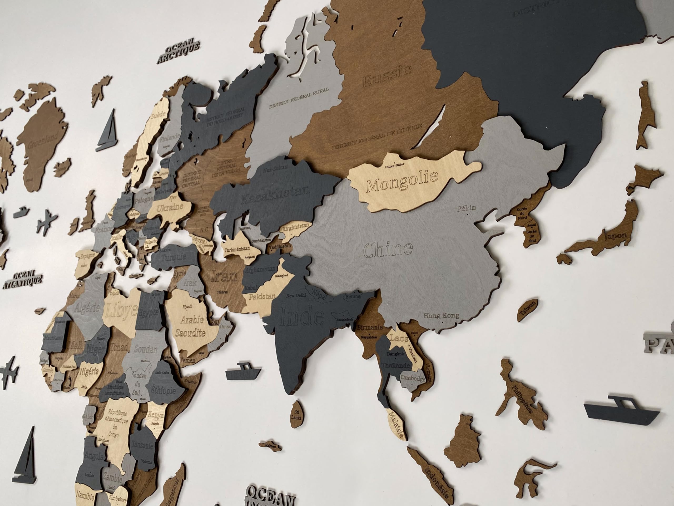 WoodLeo - Mapa del mundo de madera, diseño de pared en 3D, tamaño de la tarjeta (M, L, XL) para el hogar, la cocina o la oficina
