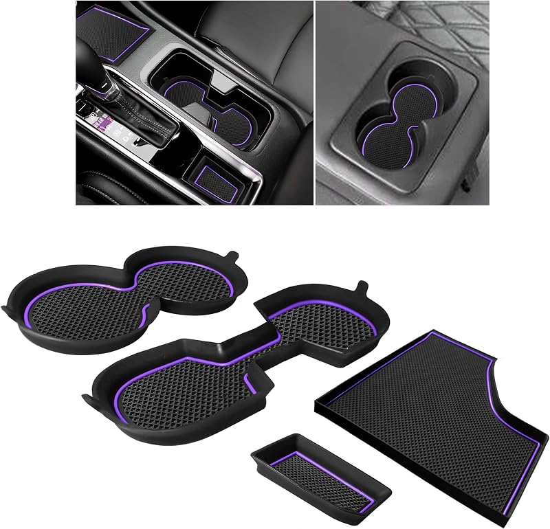 Kit de Protetores para Porta-Copos SENSHINE em Silicone para Nissan Sentra – 4 unidades, acabamento roxo