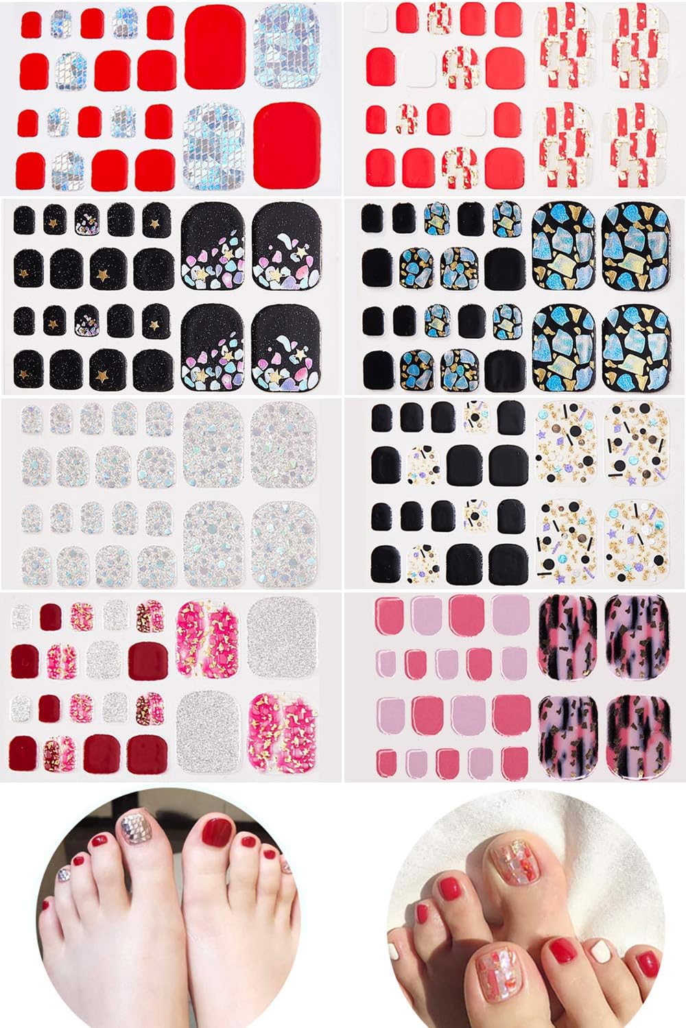 Mirae ネイルシール 足の爪 新作 8枚 3d立体感 ネイルステッカー 足用