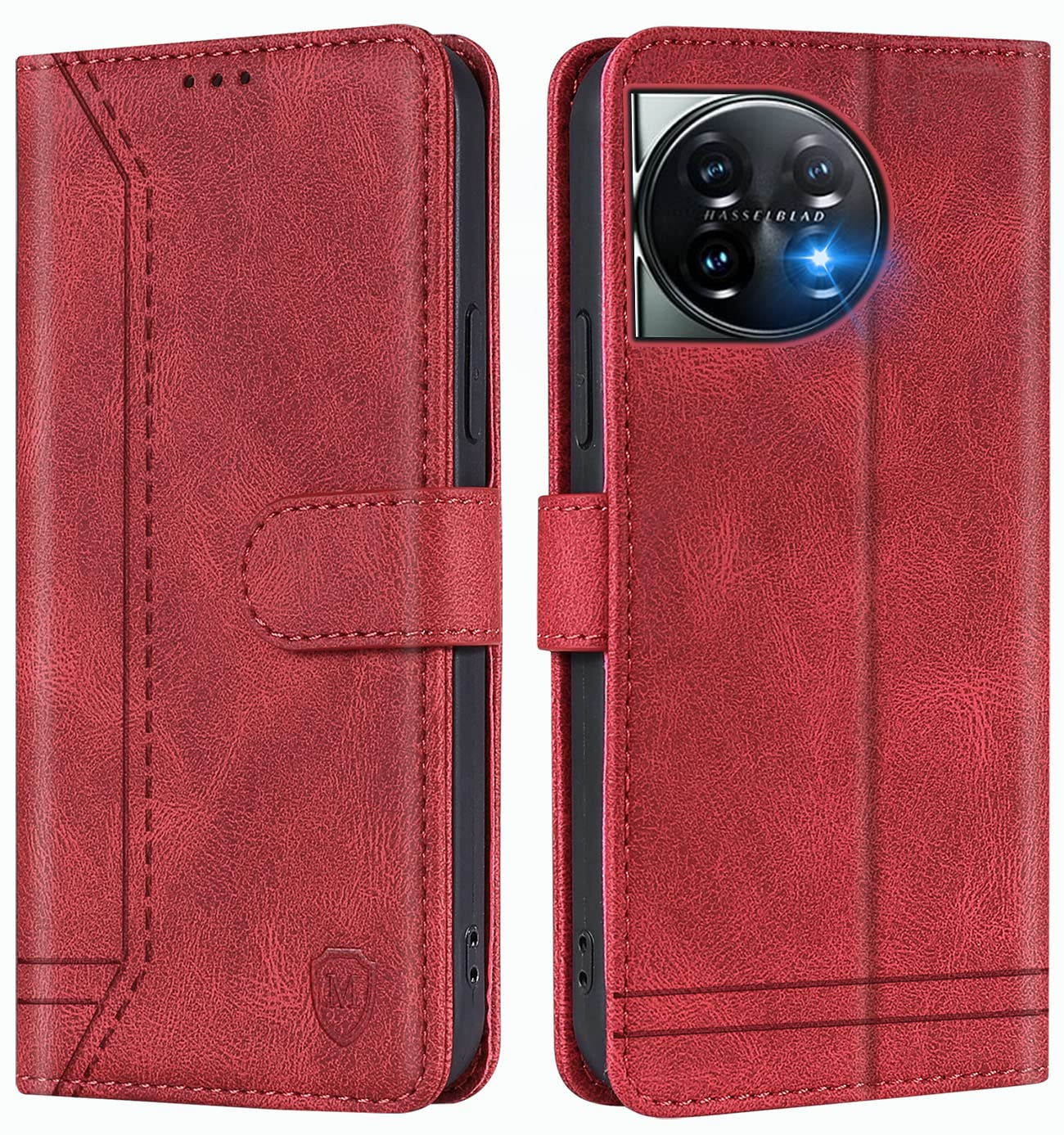 GoodcAcy Case for OnePlus 11 Case, Premium PU Leather Protective Case, Magnetic Closure, Flip Case Compatible with OnePlus 11 (Red)