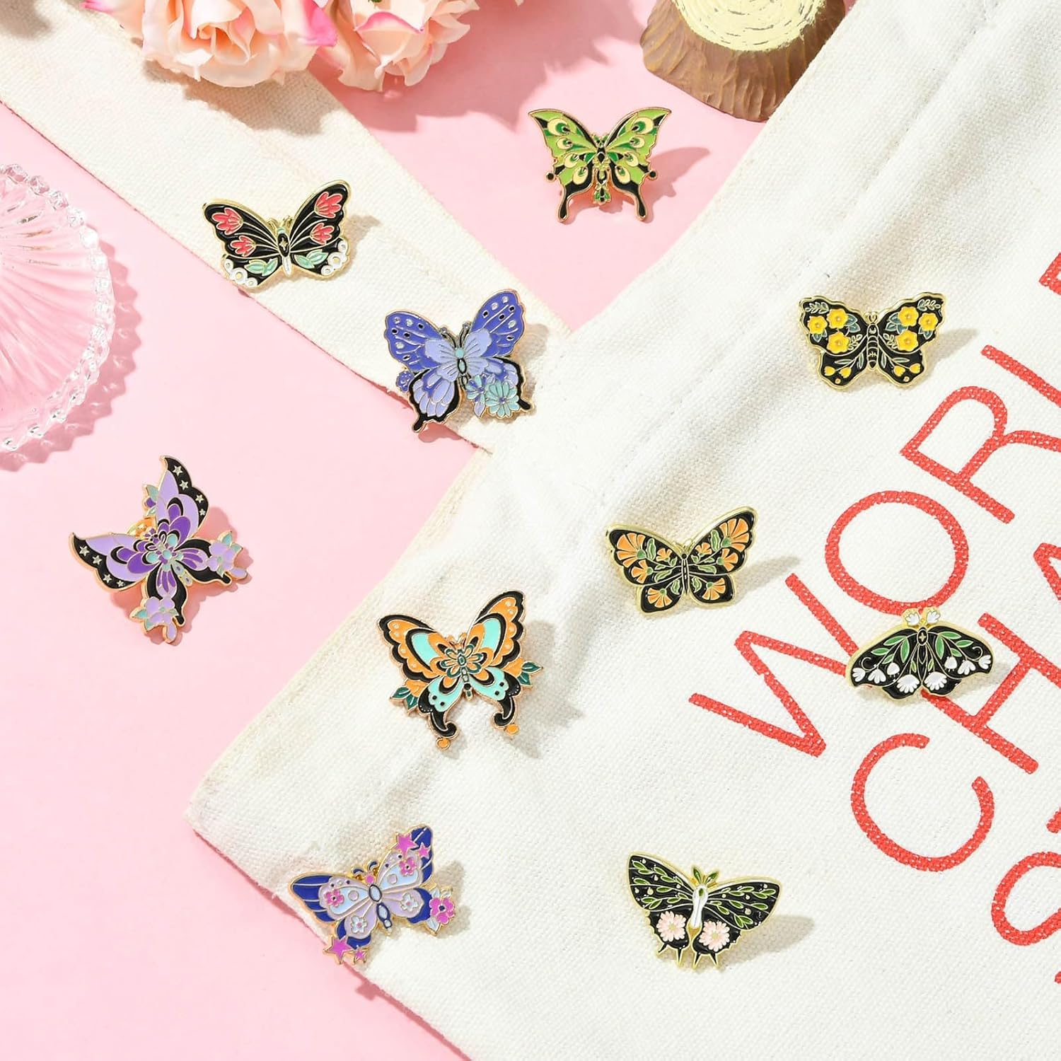 10 pcs 10 Styles Lovely Butterfly Theme Alloy Enamel Brooches Pins Spring Insect Animal Lapel Pins for DIY Jewelry Clothes Backpack Hats Jackets Badge Craft - Image 5