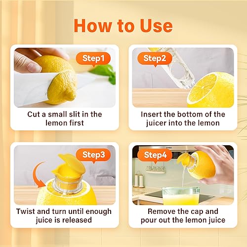 Miniatura 4 de Mini exprimidor de limón, exprimidor manual del jugo de cítricos de la cal para la fruta, prensa plástica del PDA