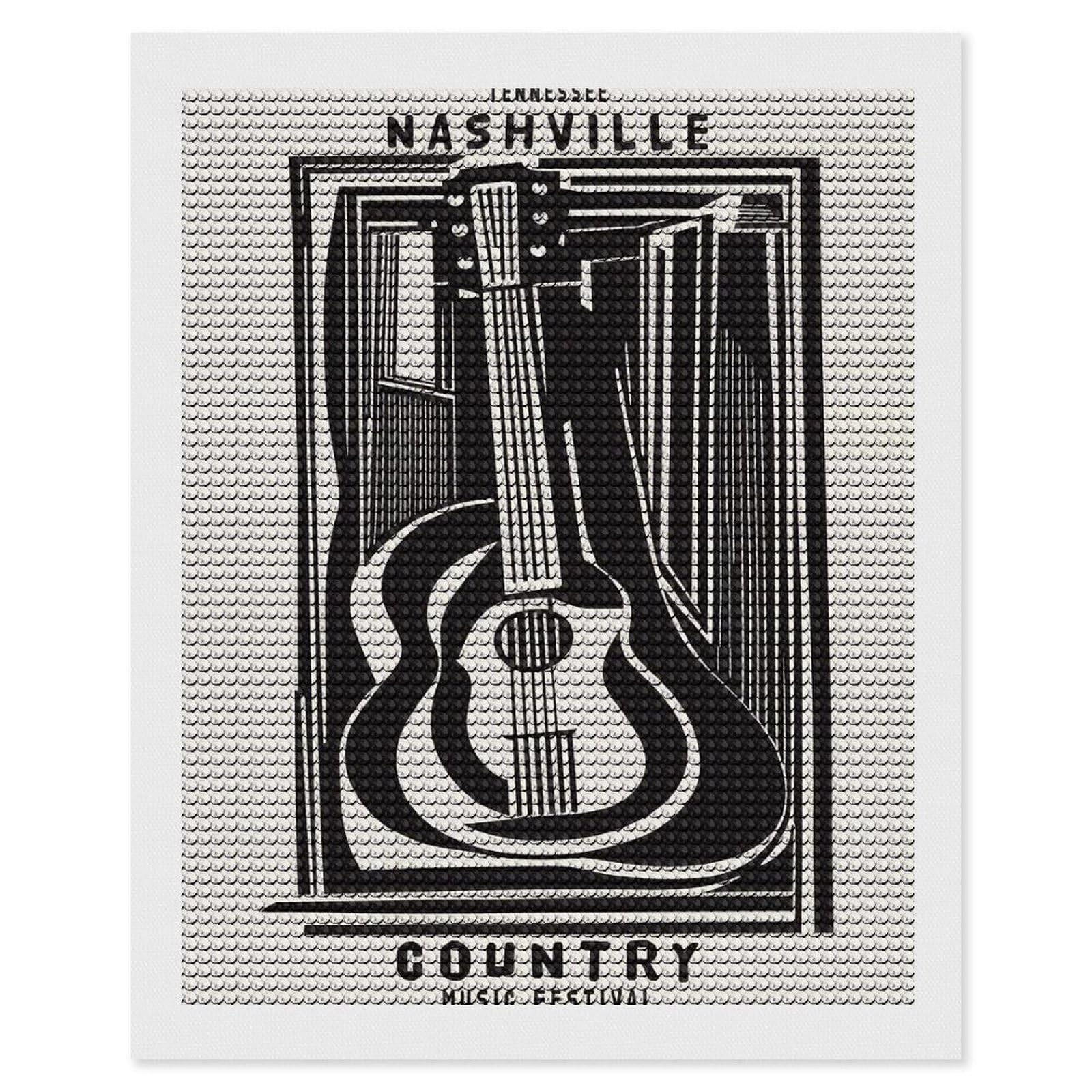 Junmoney Nashville Country Diamond Painting Kit 16"x20", Festive Craft Gift, Bedroom Decor, Full Kit Included, Creative Gift Idea