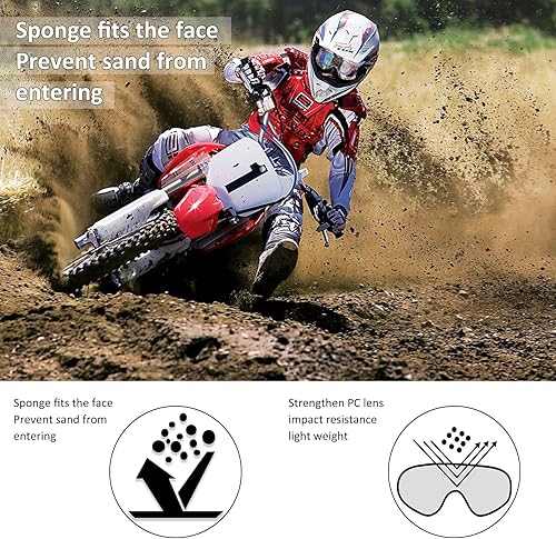 Miniatura 22 de Gafas de motocicleta para hombres y mujeres, gafas de motocross, de ATV, gafas para montar, gafas de deportes de potencia, gafas para todoterreno